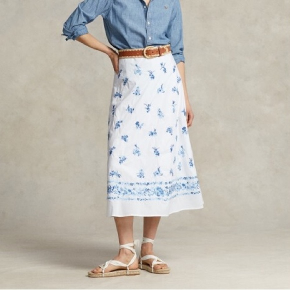 Polo Ralph Lauren Embroidered Midi Skirt - Picture 2 of 7